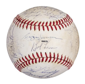 1981 American League Champions New York Yankees Team Signed OML Kuhn World Series Baseball With 31 Signatures Including Jackson, Winfield, Gossage & Berra (PSA/DNA)